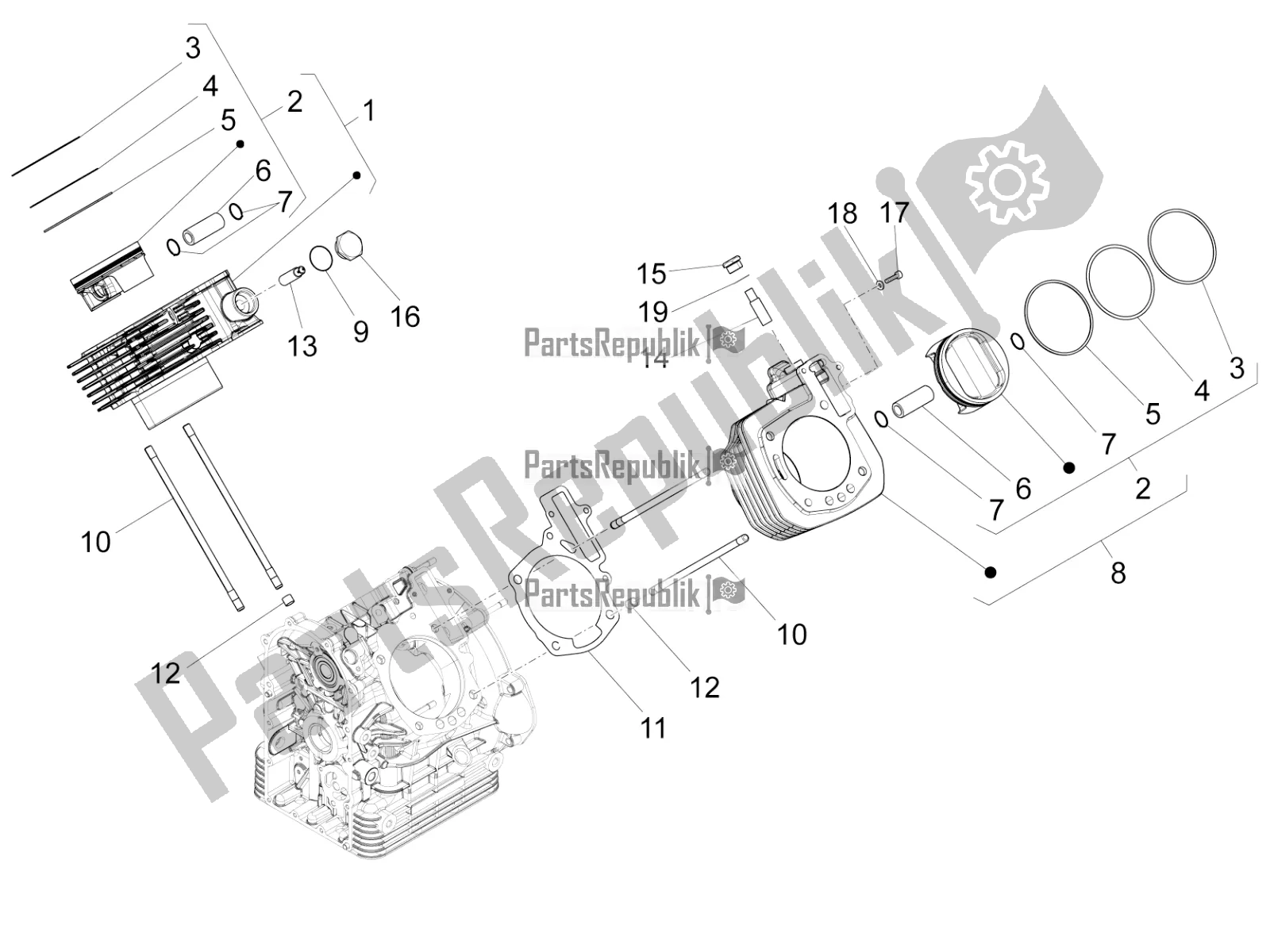 Toutes les pièces pour le Cylindre - Piston du Moto-Guzzi Eldorado 1400 ABS 2017