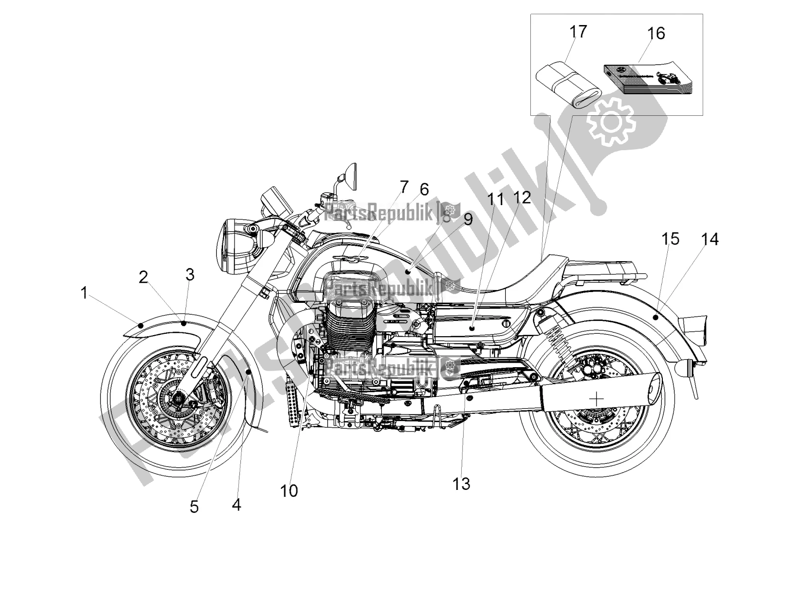 Tutte le parti per il Decalcomania del Moto-Guzzi Eldorado 1400 ABS 2017