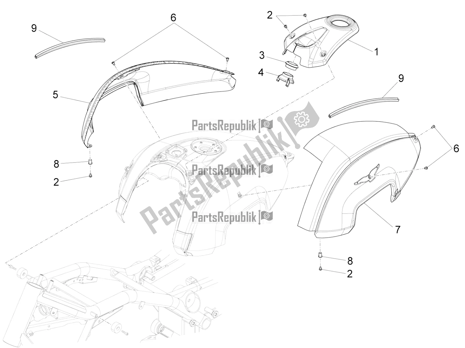 Toutes les pièces pour le Couvercle De Réservoir du Moto-Guzzi Eldorado 1400 ABS 2017