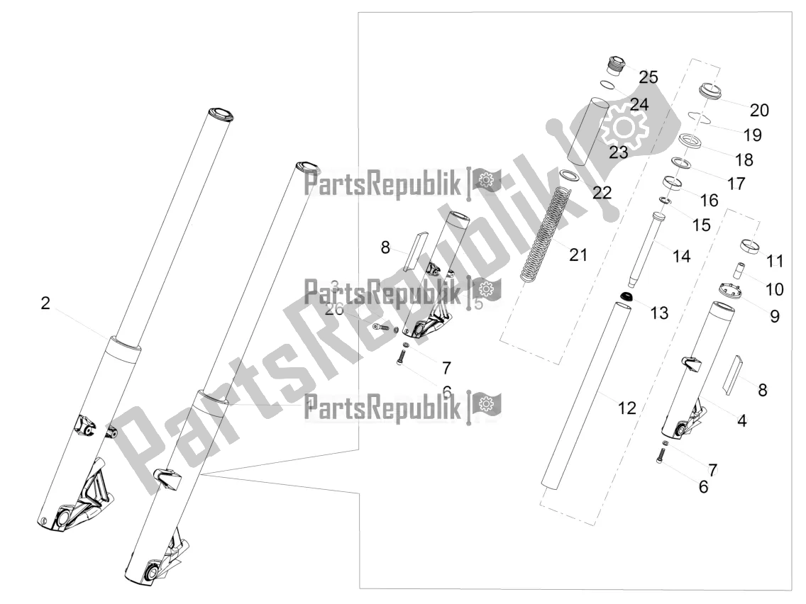 Toutes les pièces pour le Fourche Avant Kaifa du Moto-Guzzi Eldorado 1400 ABS 2019