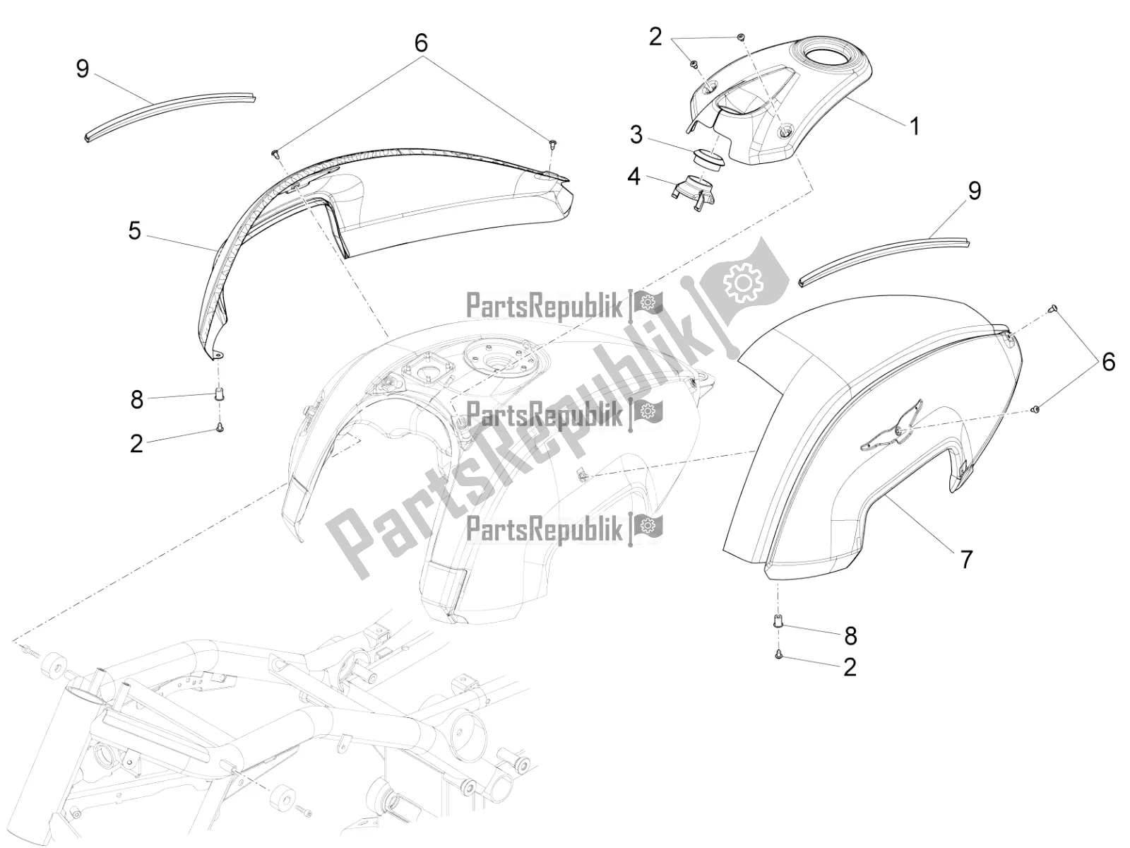 Tutte le parti per il Coperchio Del Serbatoio del Moto-Guzzi Eldorado 1400 ABS 2019