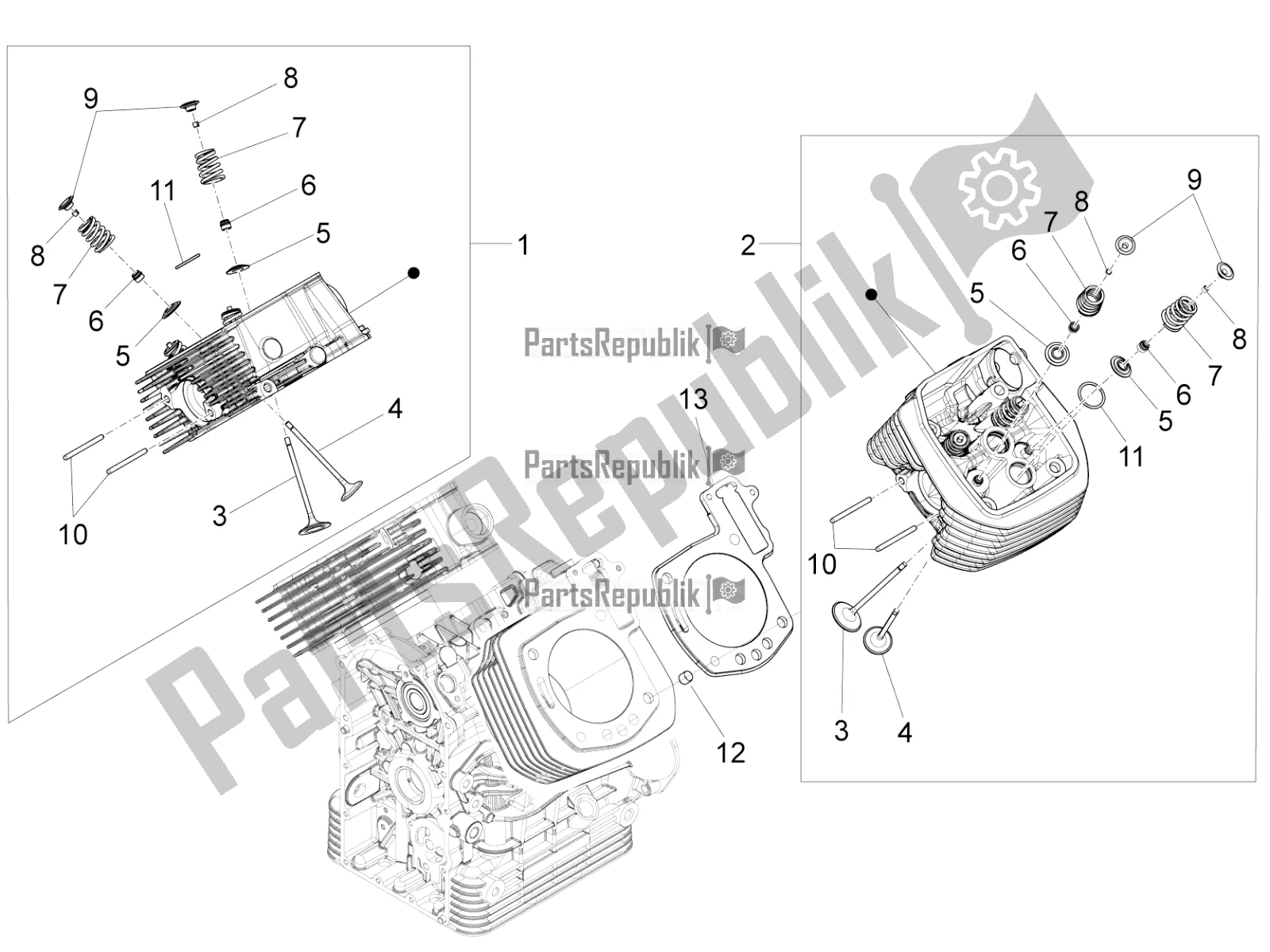 All parts for the Cylinder Head - Valves of the Moto-Guzzi Eldorado 1400 ABS 2020