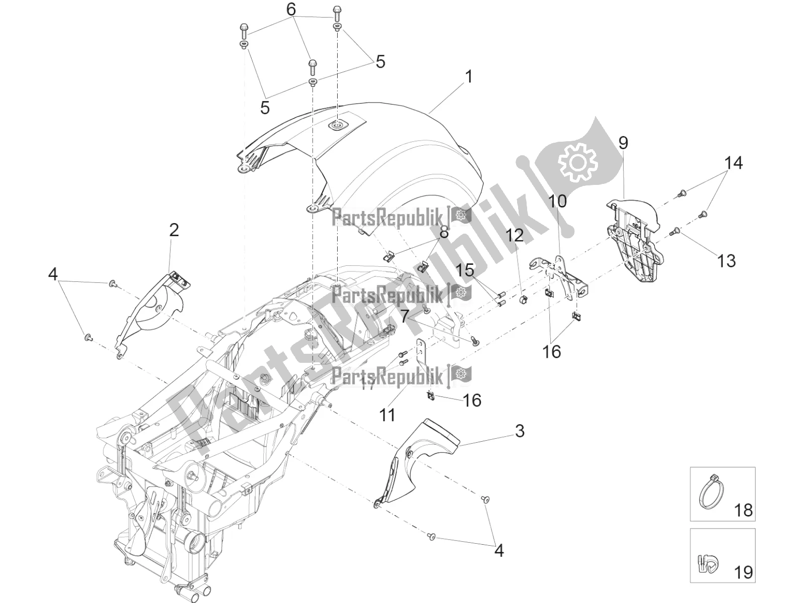 Toutes les pièces pour le Garde-boue Arrière du Moto-Guzzi Eldorado 1400 ABS 2020