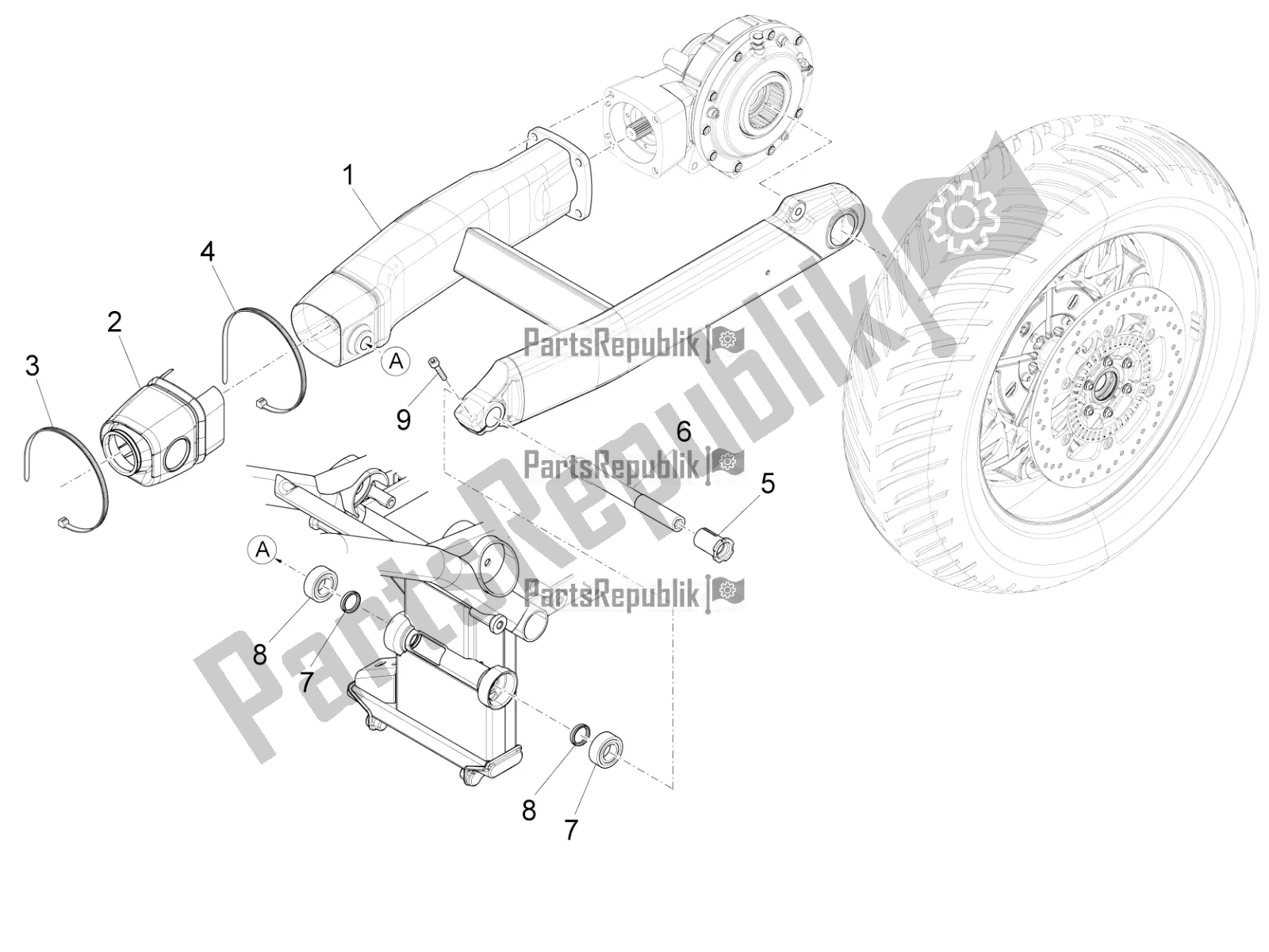 Todas las partes para Brazo Oscilante de Moto-Guzzi Eldorado 1400 ABS 2020