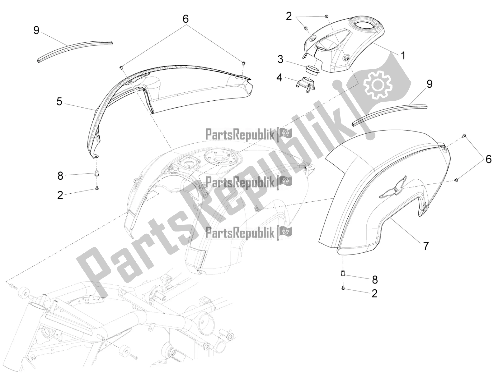 Todas las partes para Tapa Del Tanque de Moto-Guzzi Eldorado 1400 ABS 2020