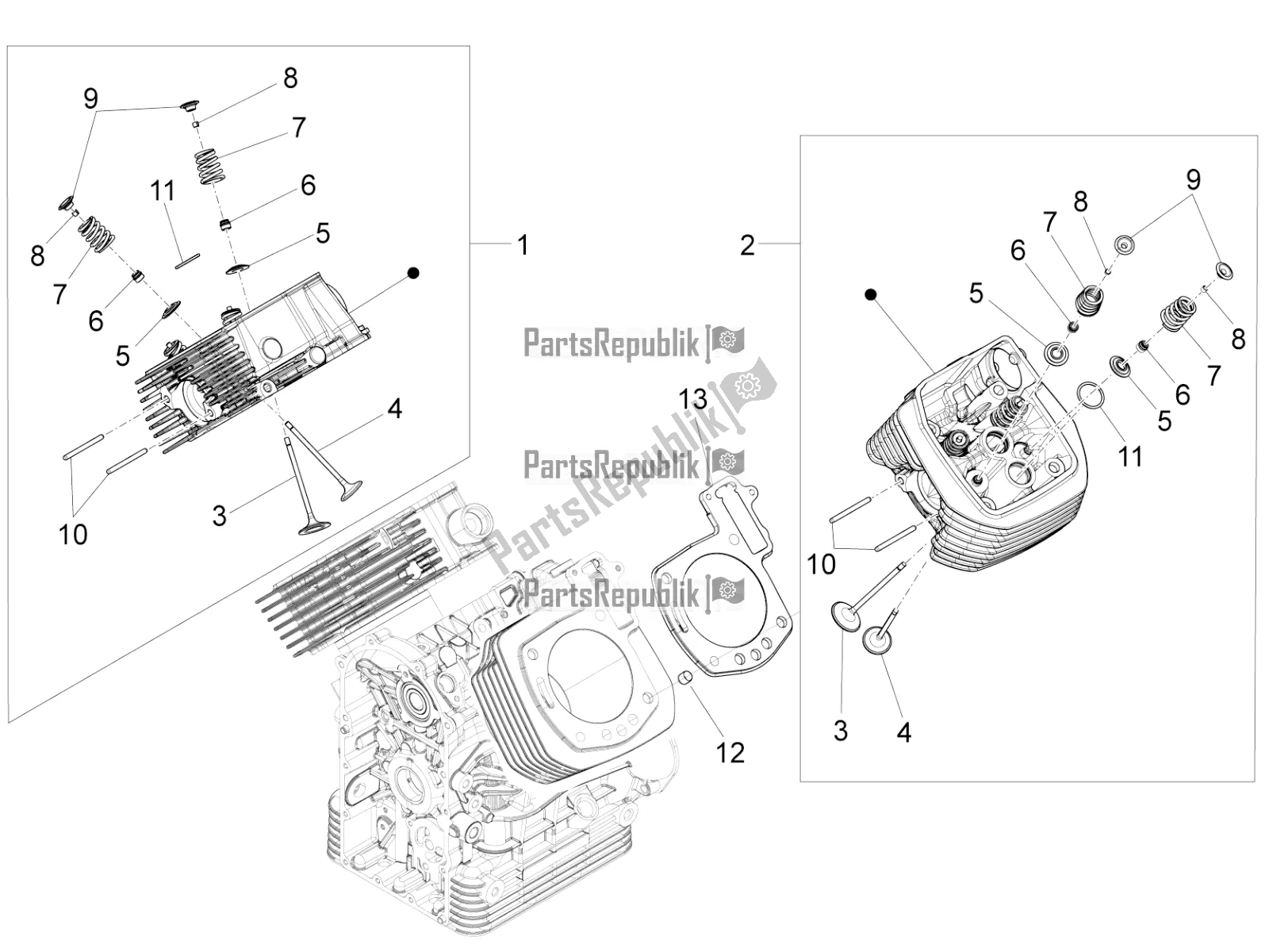 Todas as partes de Cabeça Do Cilindro - Válvulas do Moto-Guzzi Eldorado 1400 ABS 2021