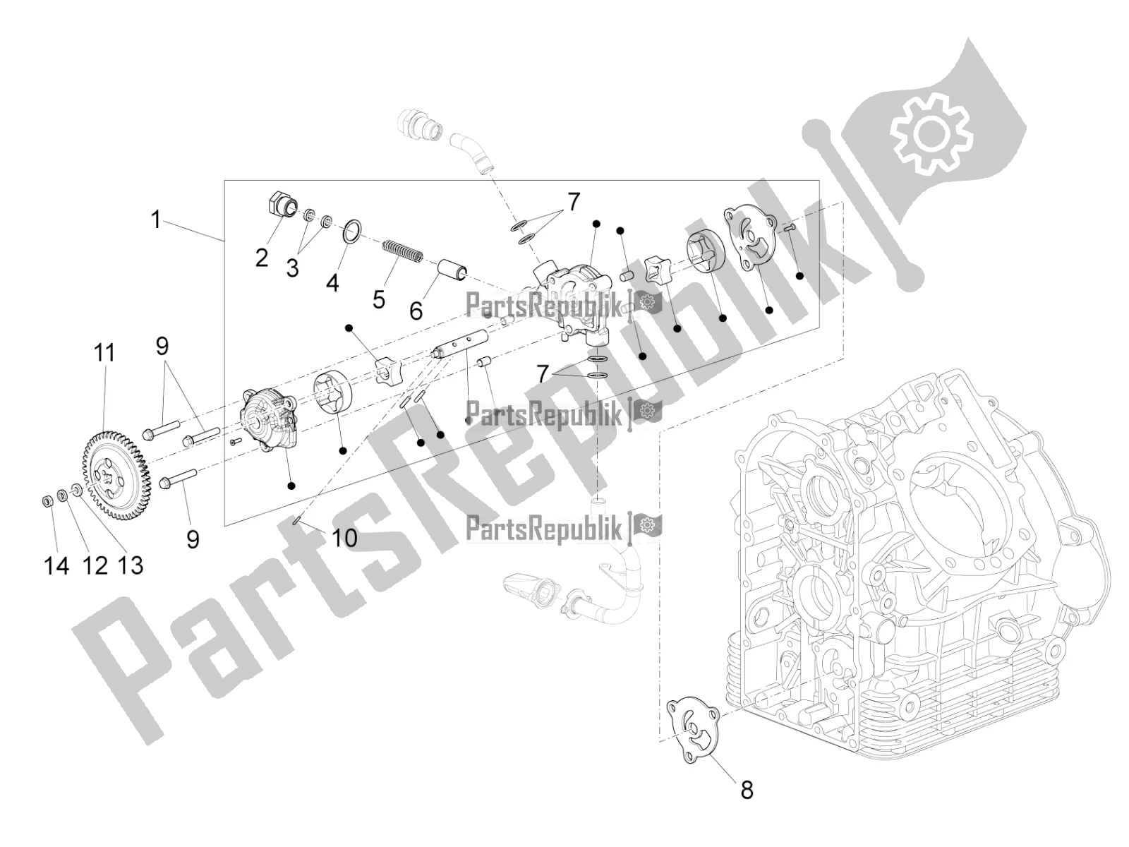 Tutte le parti per il Pompa Dell'olio del Moto-Guzzi Eldorado 1400 ABS 2021