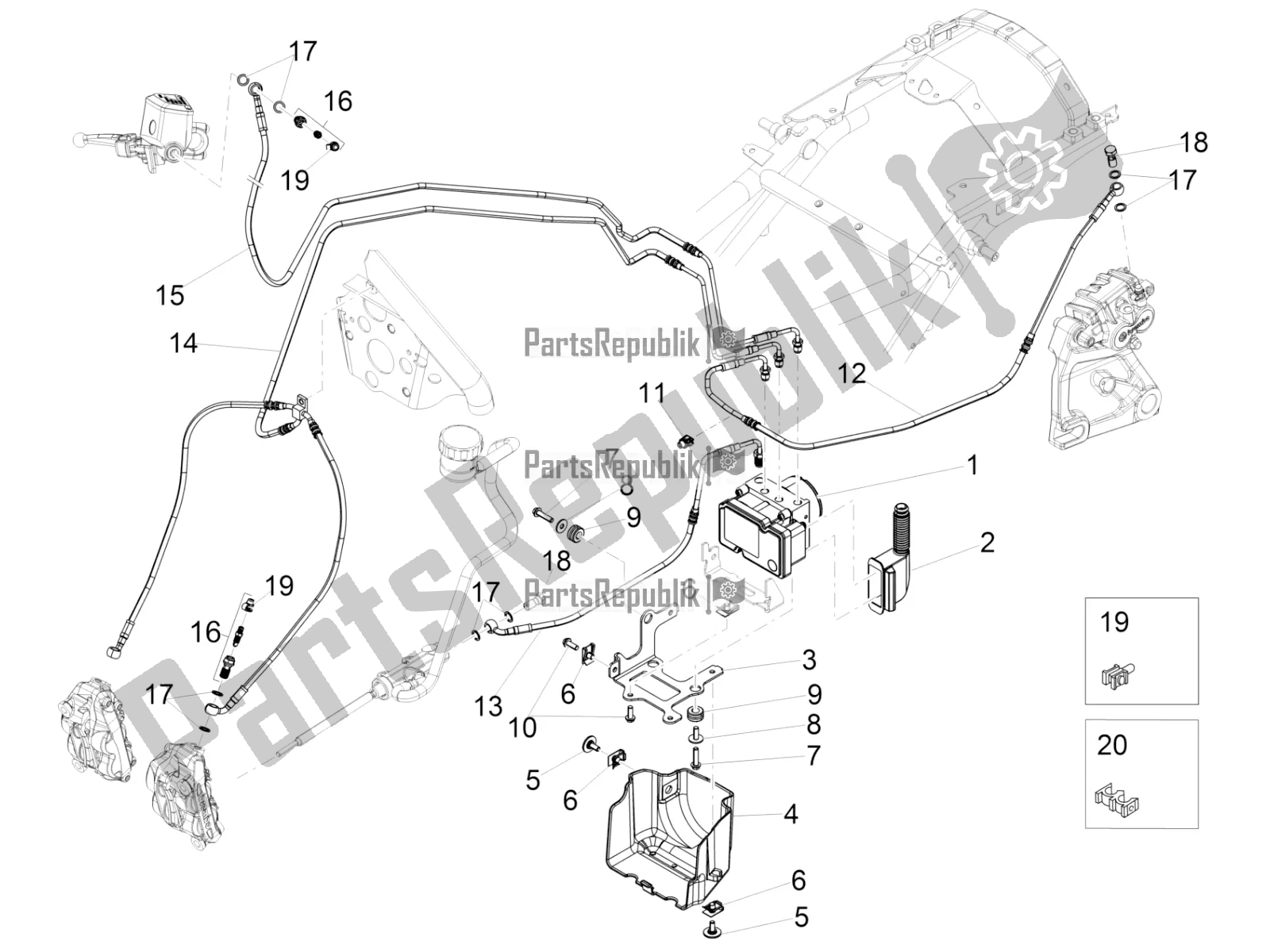 Toutes les pièces pour le Système De Freinage Abs du Moto-Guzzi Eldorado 1400 ABS Apac 2017