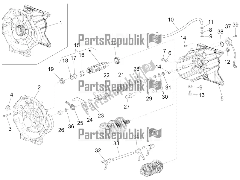 All parts for the Gear Box / Selector / Shift Cam of the Moto-Guzzi Eldorado 1400 ABS Apac 2017