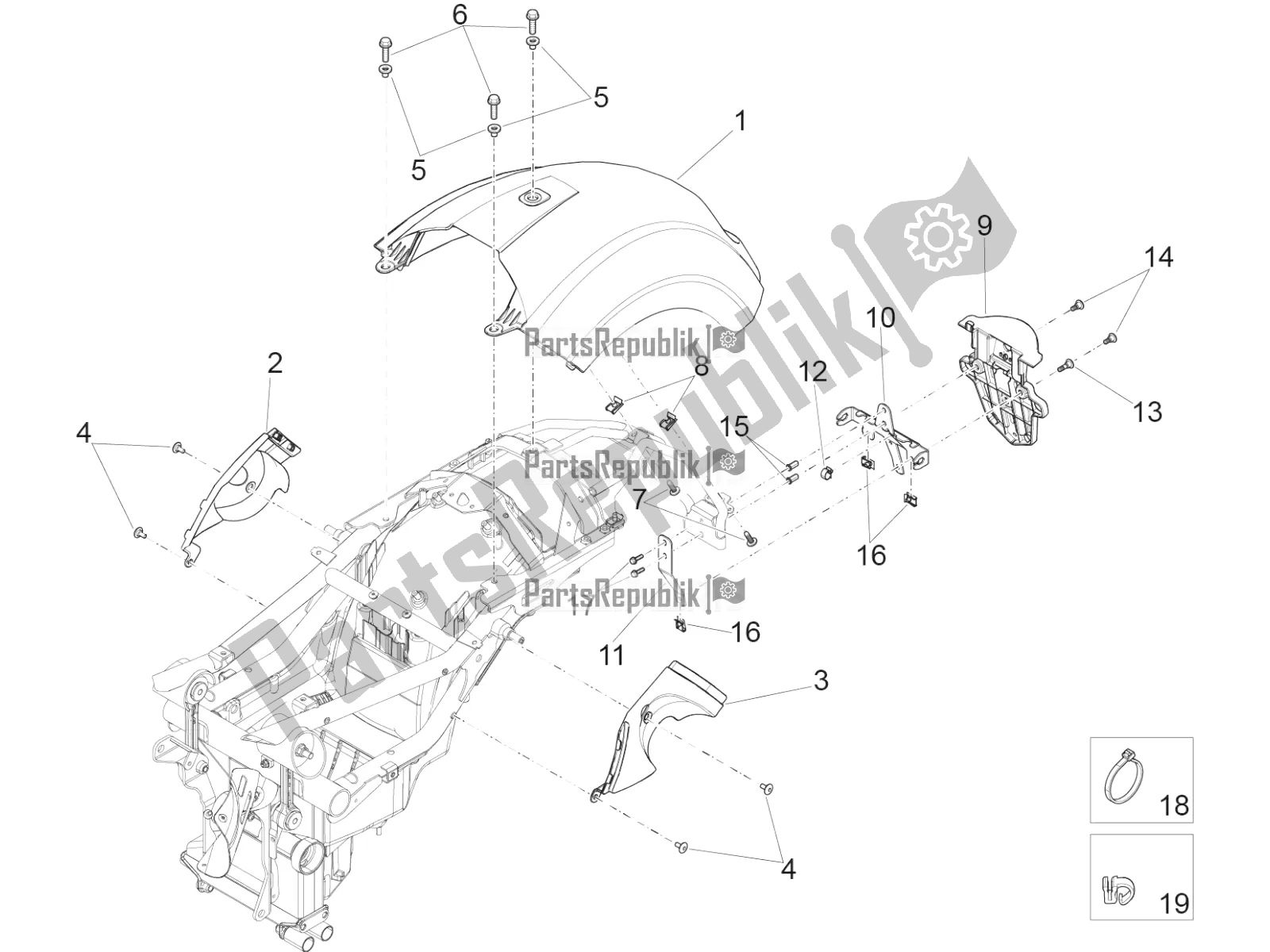 Alle onderdelen voor de Achterspatbord van de Moto-Guzzi Eldorado 1400 ABS Apac 2018