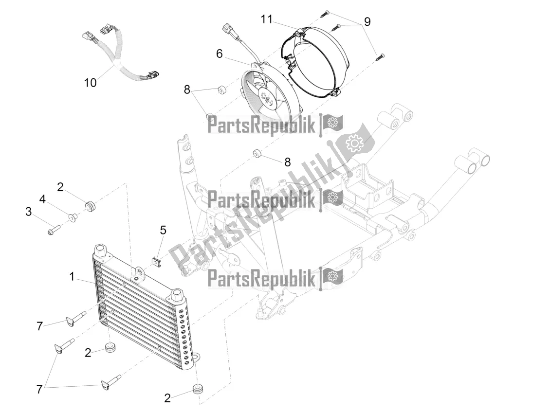 All parts for the Oil Radiator of the Moto-Guzzi Eldorado 1400 ABS Apac 2020