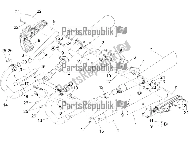 All parts for the Exhaust Pipe of the Moto-Guzzi Eldorado 1400 ABS Apac 2021