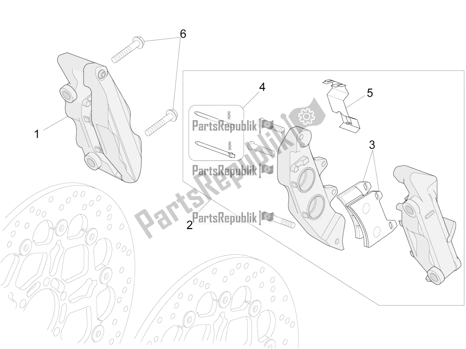 All parts for the Front Brake Caliper of the Moto-Guzzi Eldorado 1400 ABS Apac 2021