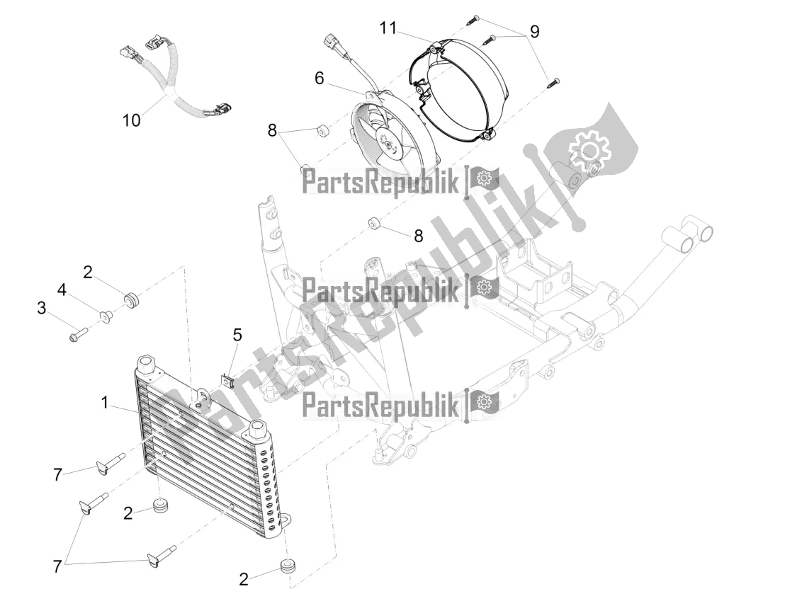 All parts for the Oil Radiator of the Moto-Guzzi Eldorado 1400 ABS Apac 2021