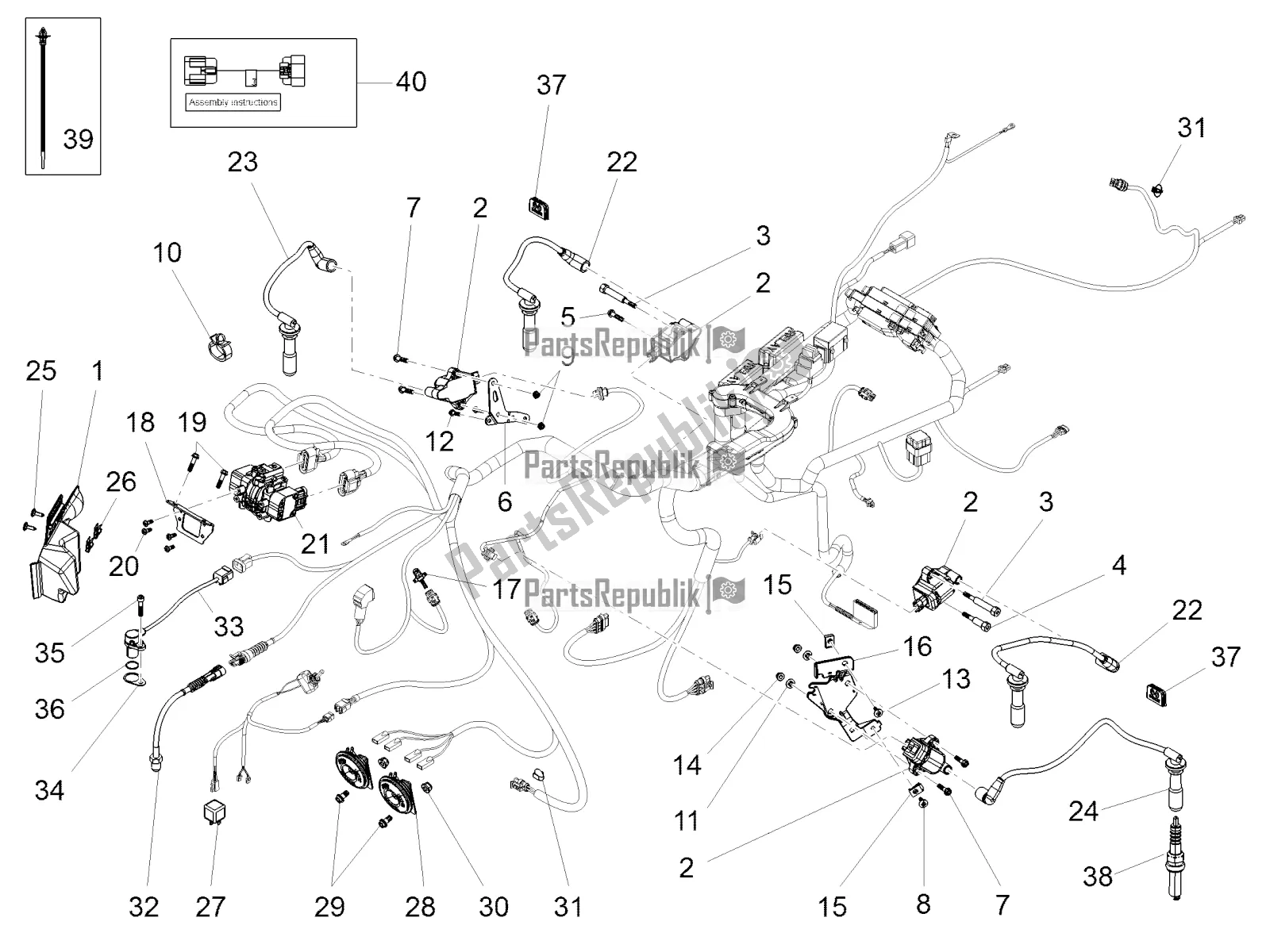 Alle onderdelen voor de Front Elektrisch Systeem van de Moto-Guzzi Eldorado 1400 ABS USA 2016
