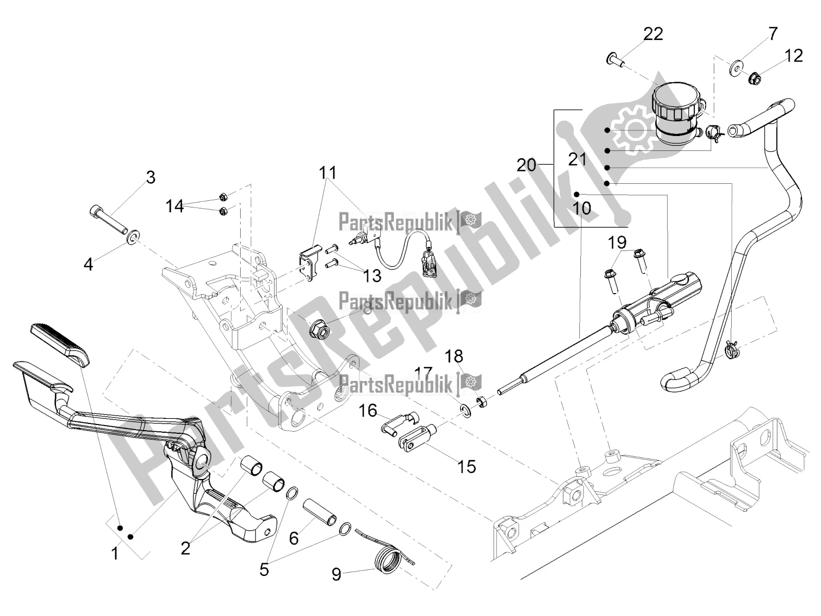 Todas las partes para Cilindro Maestro Trasero de Moto-Guzzi Eldorado 1400 ABS USA 2016