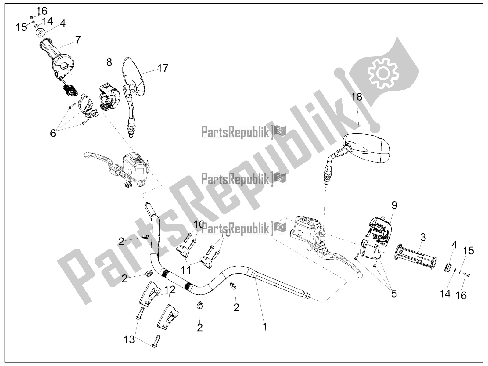 Toutes les pièces pour le Guidon - Commandes du Moto-Guzzi Eldorado 1400 ABS USA 2017