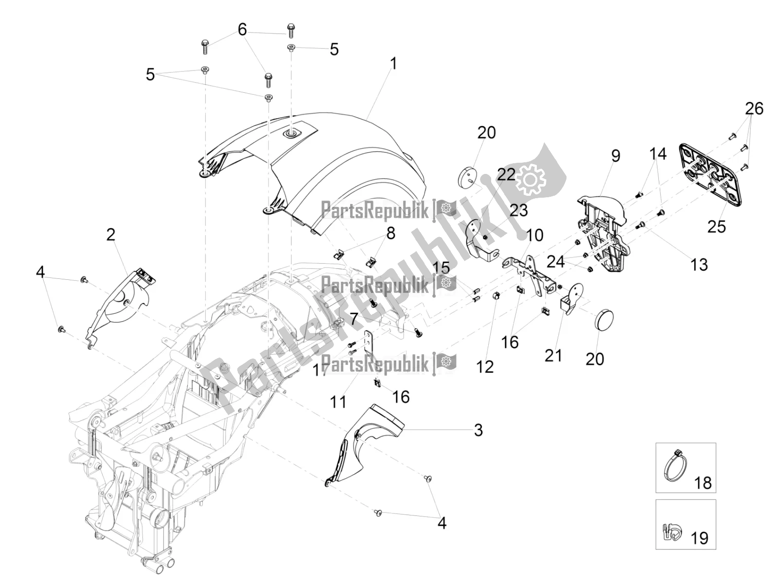 Toutes les pièces pour le Garde-boue Arrière du Moto-Guzzi Eldorado 1400 ABS USA 2018