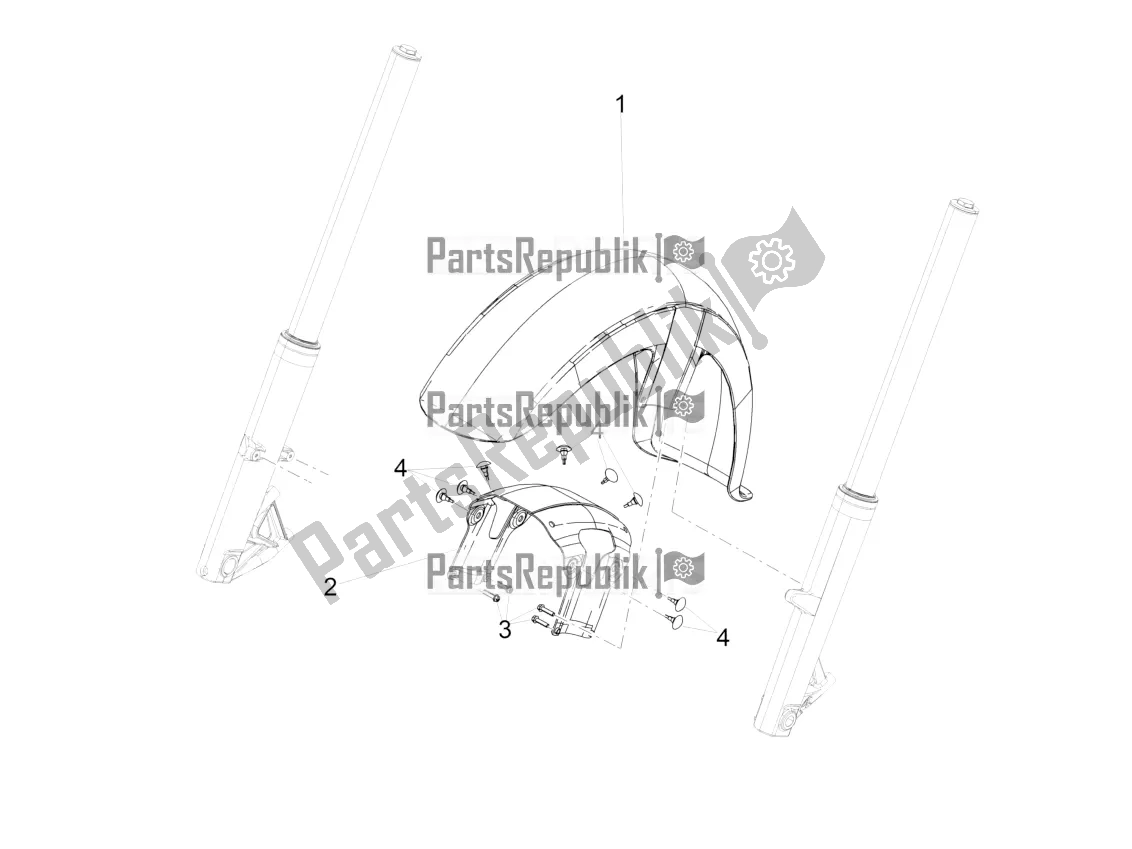 Tutte le parti per il Parafango Anteriore-colonna del Moto-Guzzi Eldorado 1400 ABS USA 2020