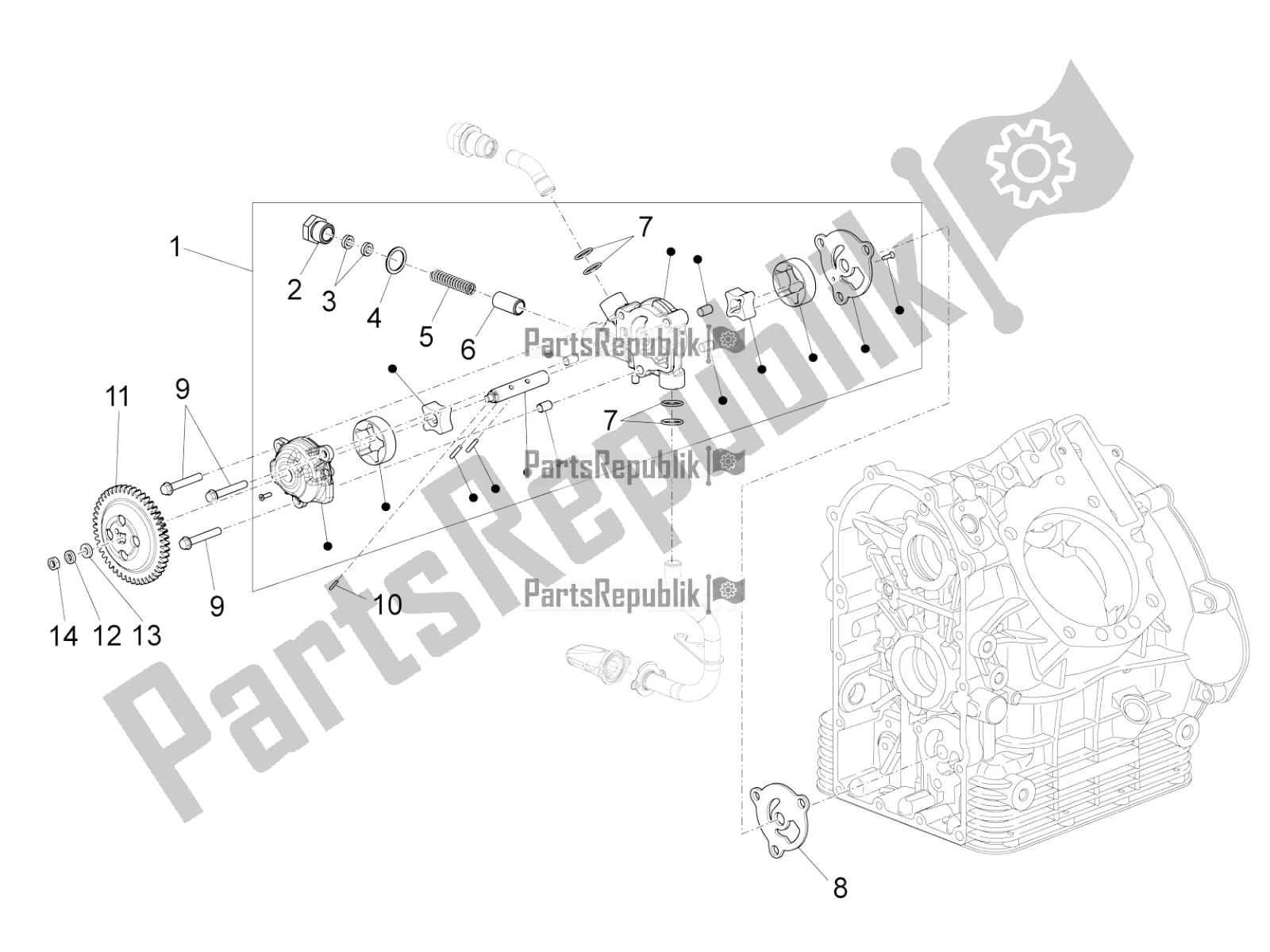Toutes les pièces pour le La Pompe à Huile du Moto-Guzzi Eldorado 1400 ABS USA 2020