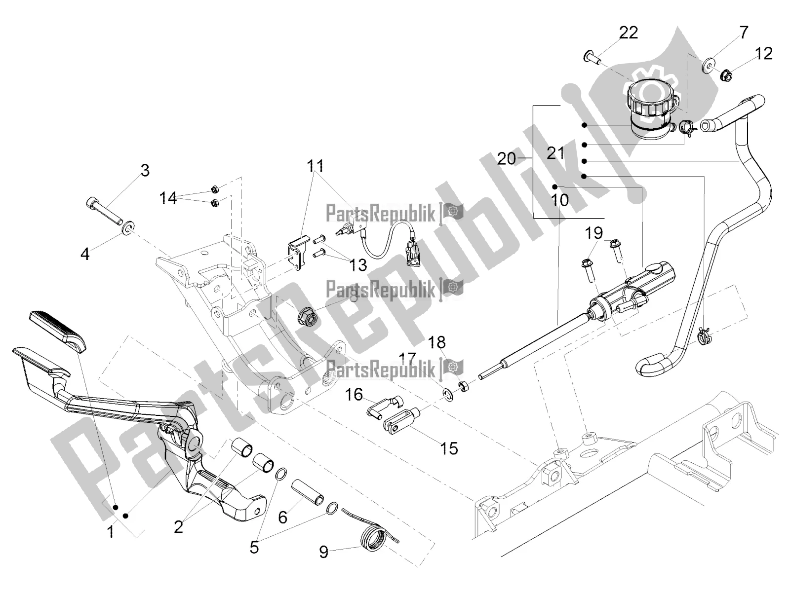 Todas las partes para Cilindro Maestro Trasero de Moto-Guzzi Eldorado 1400 ABS USA 2020