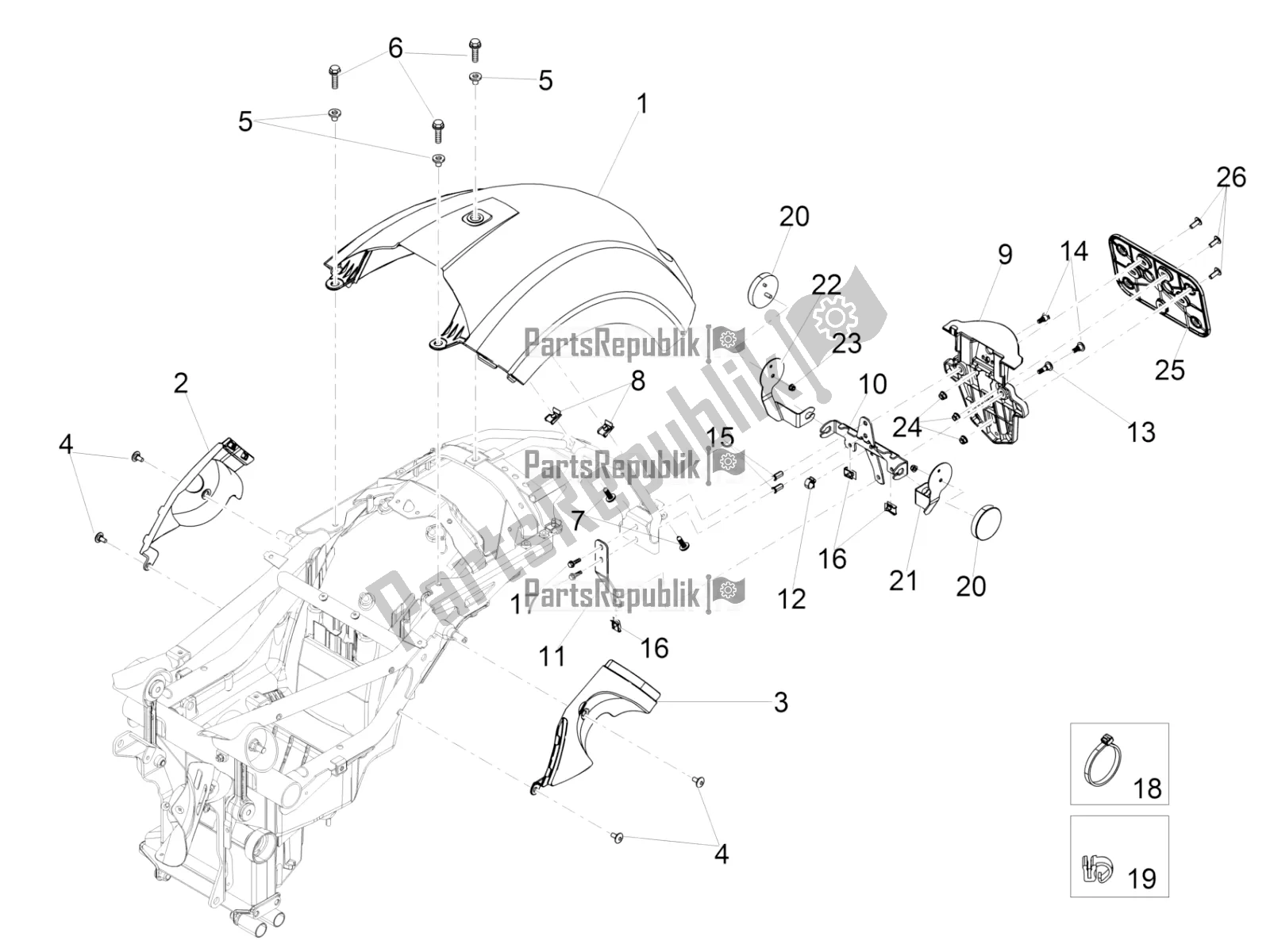 Todas las partes para Guardabarros Trasero de Moto-Guzzi Eldorado 1400 ABS USA 2020