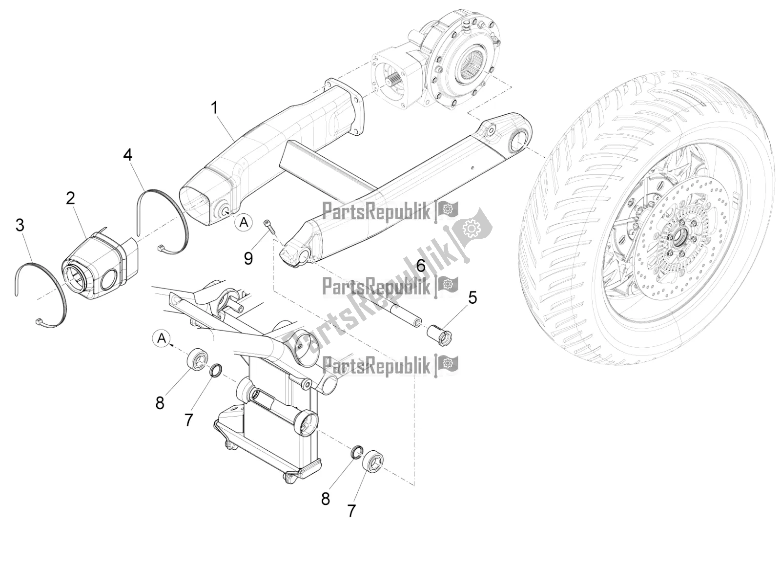 Todas las partes para Brazo Oscilante de Moto-Guzzi Eldorado 1400 ABS USA 2020