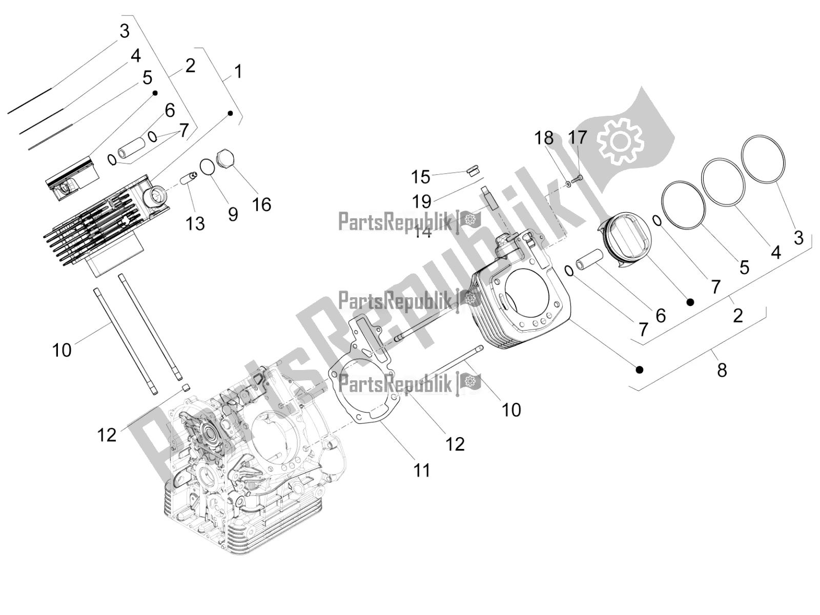 All parts for the Cylinder - Piston of the Moto-Guzzi Eldorado 1400 ABS USA 2021
