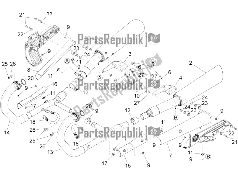 All parts for the Exhaust Pipe of the Moto-Guzzi Eldorado 1400 ABS USA 2021