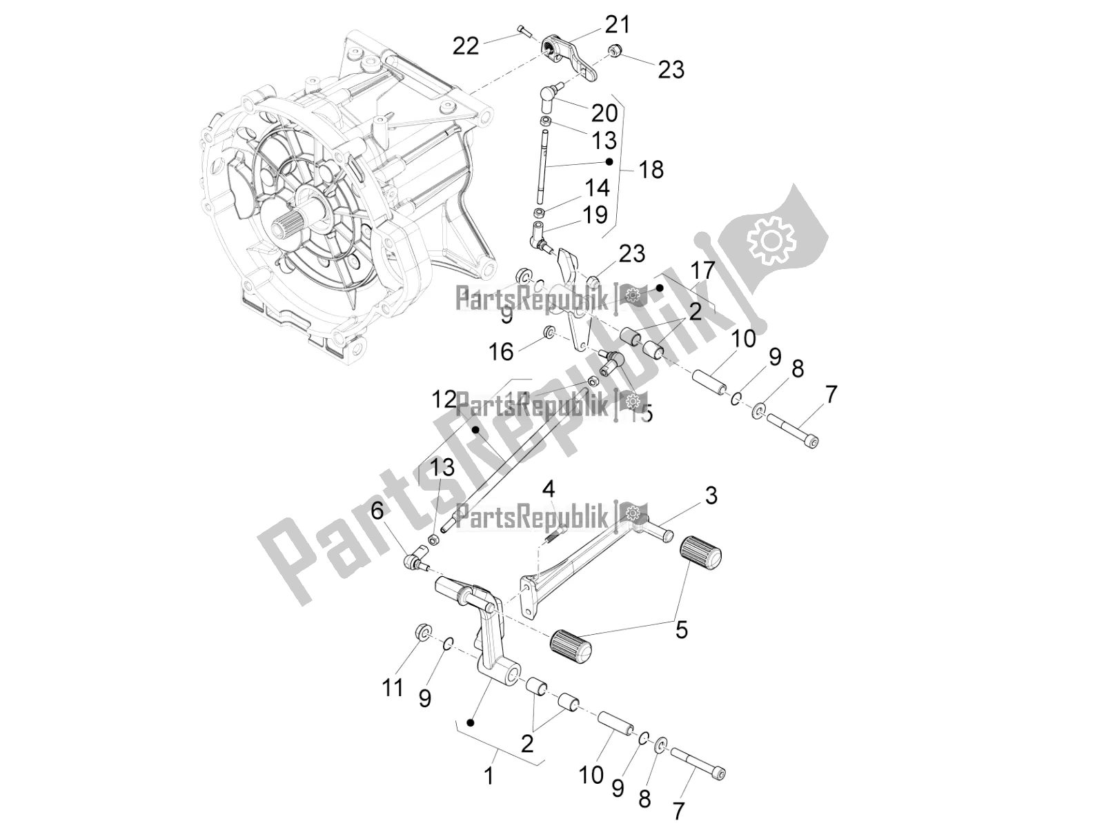All parts for the Gear Lever of the Moto-Guzzi Eldorado 1400 ABS USA 2021