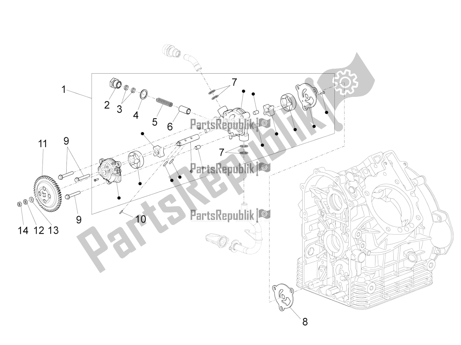 All parts for the Oil Pump of the Moto-Guzzi Eldorado 1400 ABS USA 2021