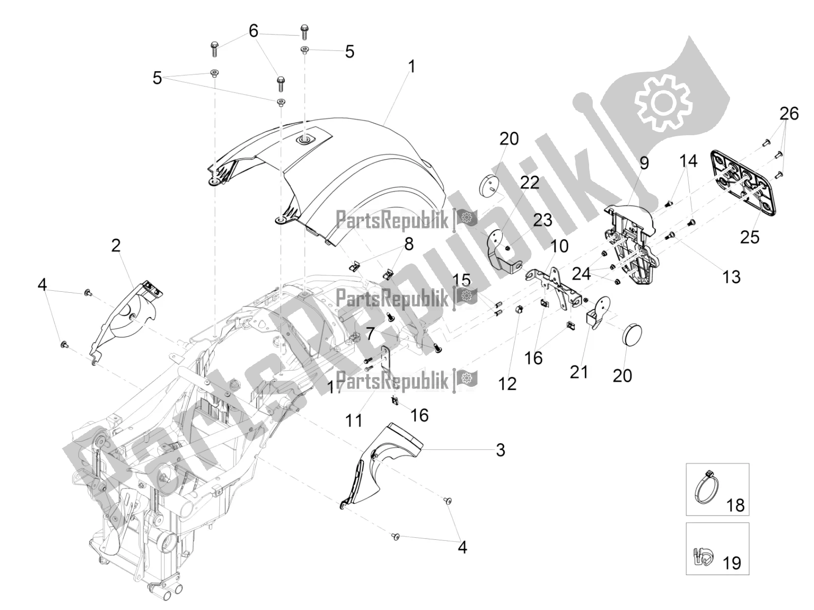 Todas las partes para Guardabarros Trasero de Moto-Guzzi Eldorado 1400 ABS USA 2021