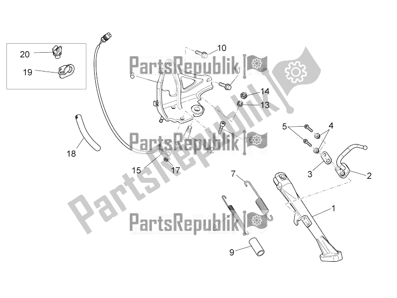 All parts for the Lateral Stand of the Moto-Guzzi Griso 1200 8V S. E. 2016