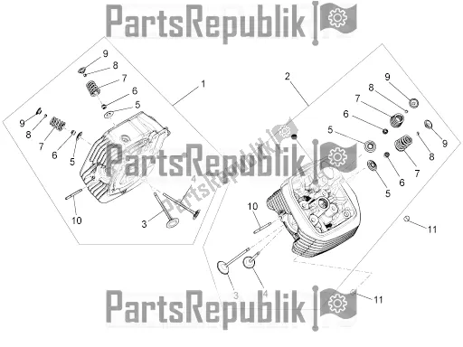 Alle onderdelen voor de Cilinderkop - Kleppen van de Moto-Guzzi Griso 1200 8V S. E. USA 2016