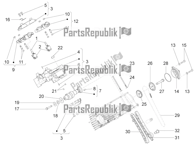 Alle onderdelen voor de Rh Cilinder Timing Systeem Ii van de Moto-Guzzi Griso 1200 8V S. E. USA 2016