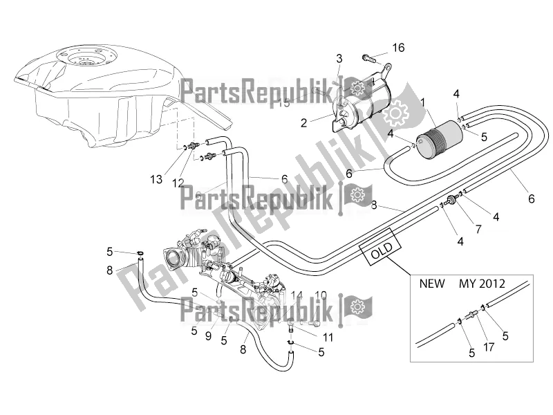 Todas las partes para Sistema De Recuperación De Vapor De Combustible de Moto-Guzzi Griso 1200 8V S. E. USA 2017