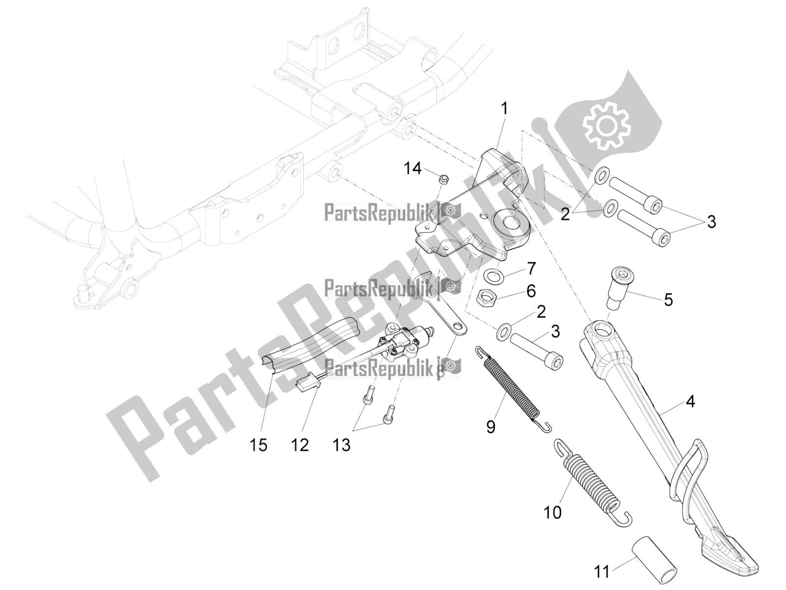 Tutte le parti per il Cavalletto Centrale del Moto-Guzzi MGX 21 Flying Fortress 1400 ABS 2016