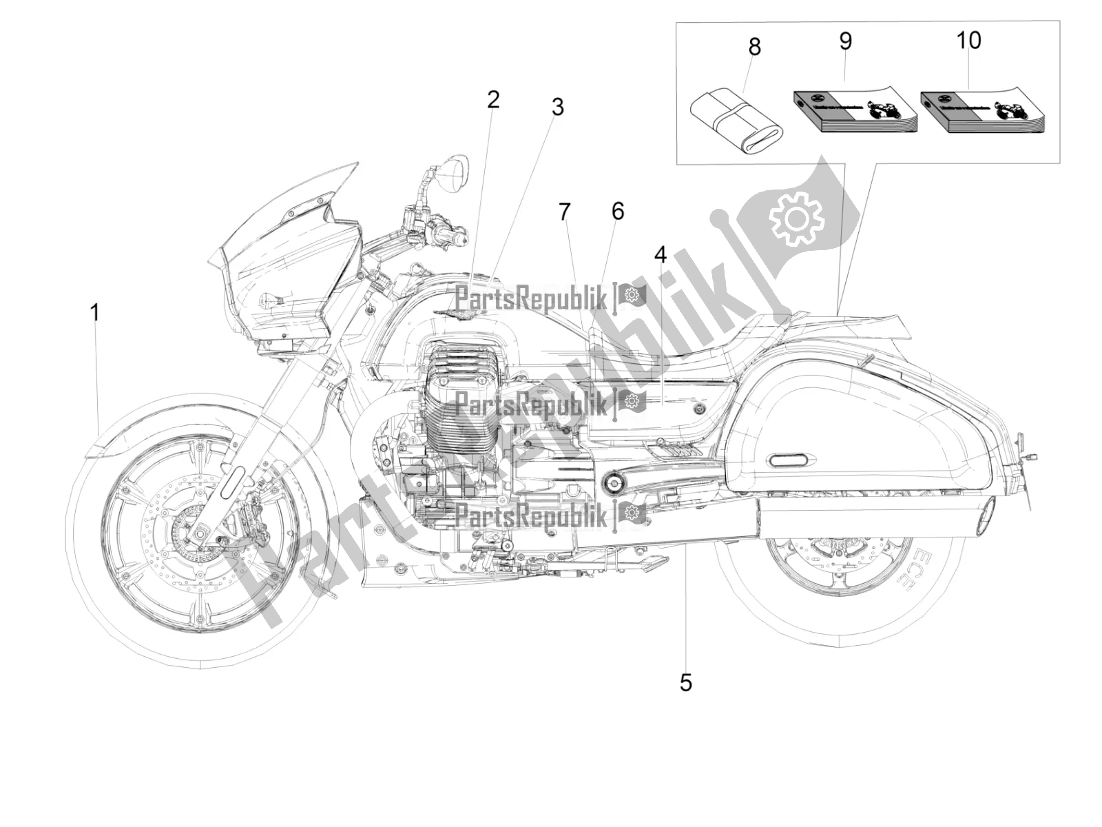 All parts for the Decal of the Moto-Guzzi MGX 21 Flying Fortress 1400 ABS 2016