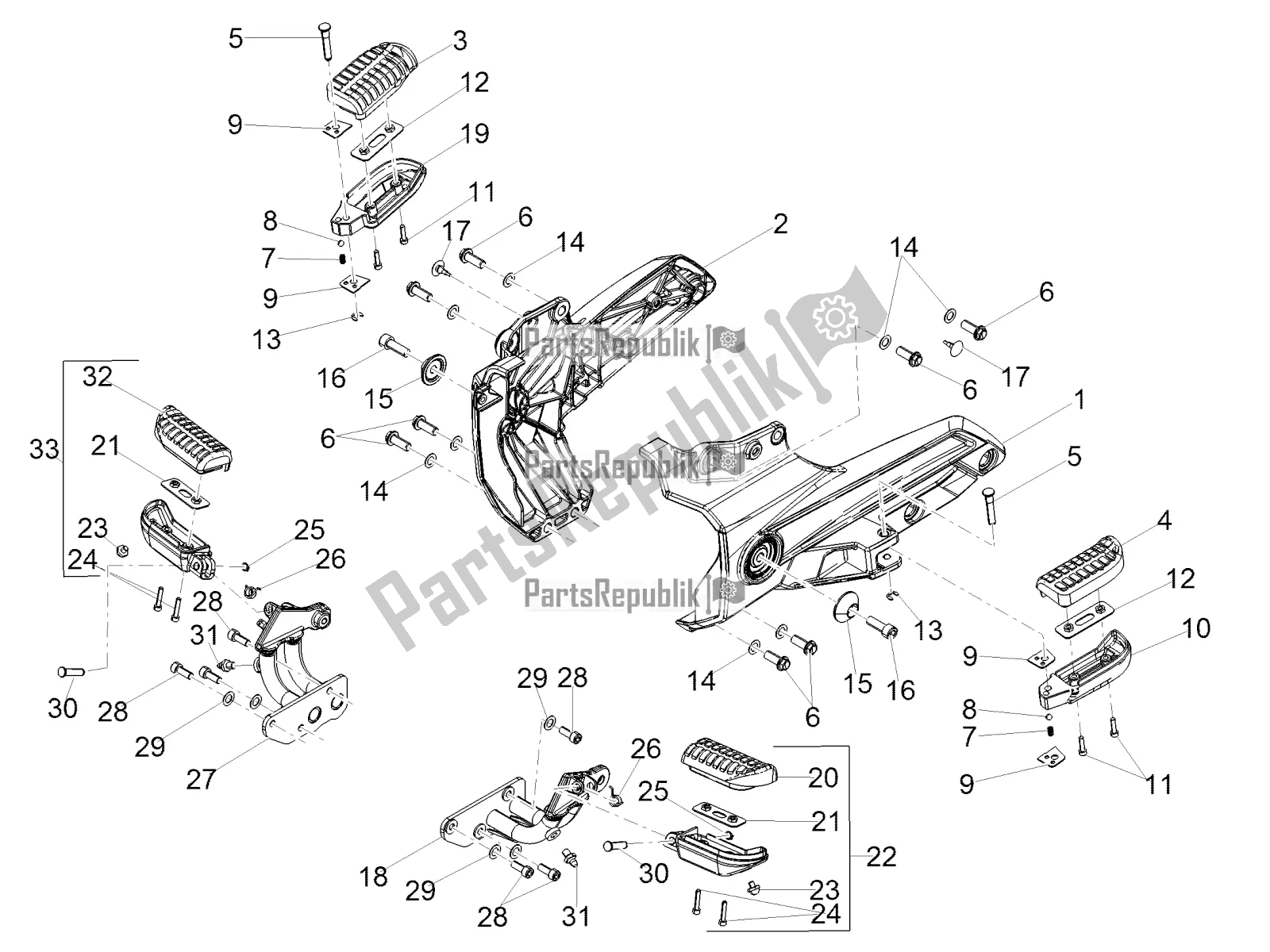 Todas las partes para Reposapiés de Moto-Guzzi MGX 21 Flying Fortress 1400 ABS 2016