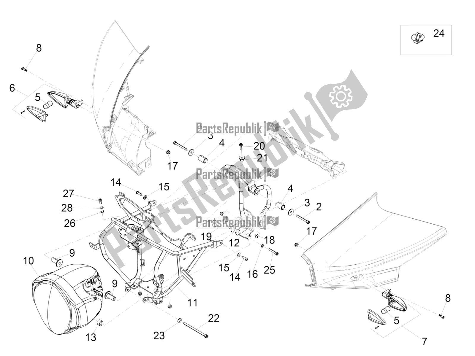 Toutes les pièces pour le Feux Avant du Moto-Guzzi MGX 21 Flying Fortress 1400 ABS 2016