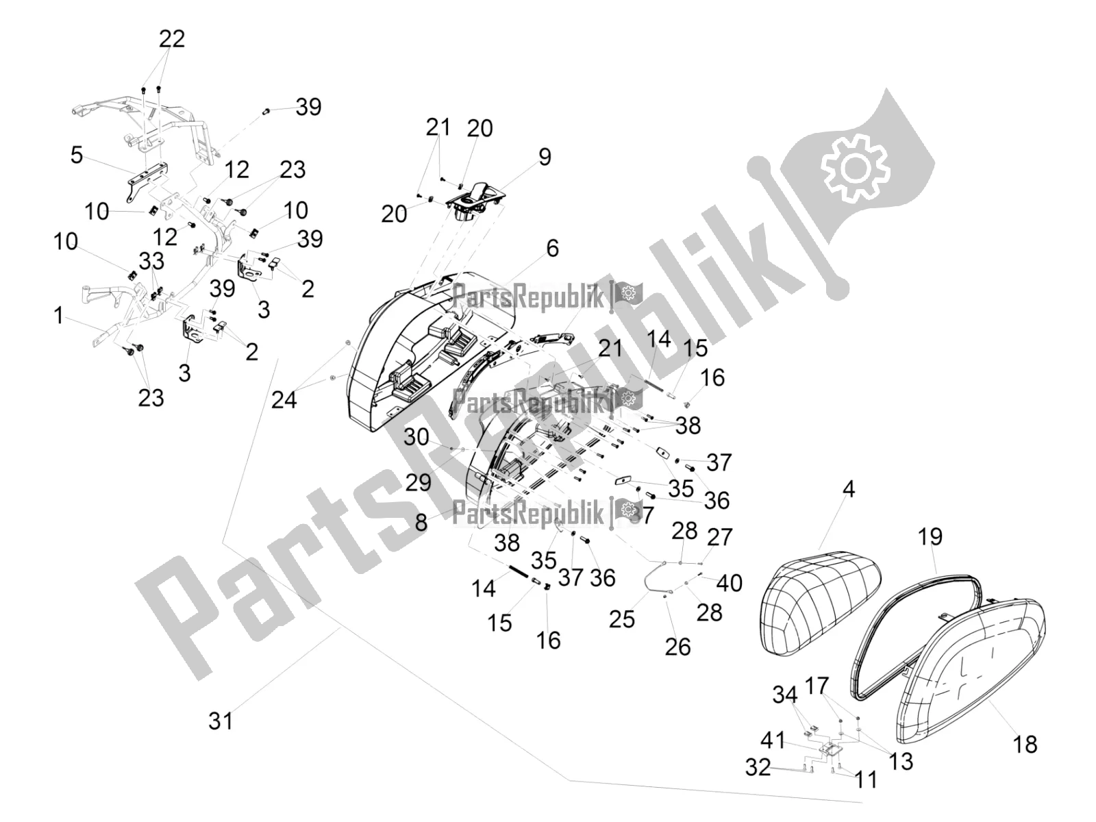 Toutes les pièces pour le Lh Trunk du Moto-Guzzi MGX 21 Flying Fortress 1400 ABS 2016