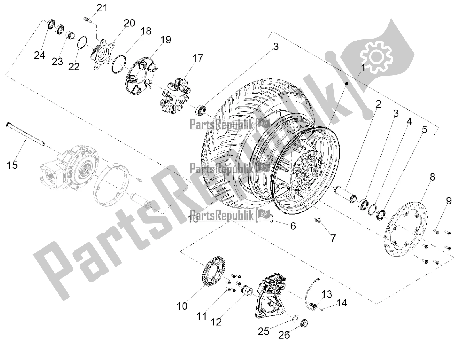 Todas las partes para Rueda Trasera de Moto-Guzzi MGX 21 Flying Fortress 1400 ABS 2016