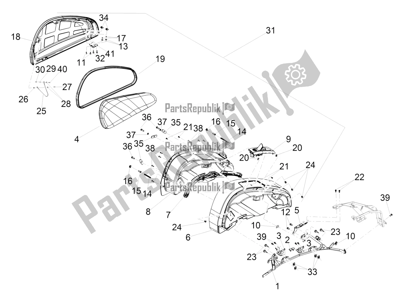 Tutte le parti per il Rh Trunk del Moto-Guzzi MGX 21 Flying Fortress 1400 ABS 2017