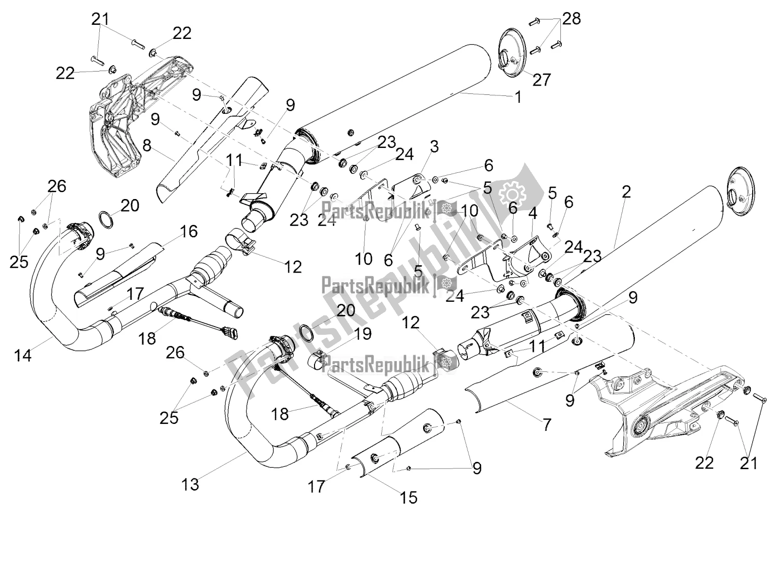 Todas las partes para Tubo De Escape de Moto-Guzzi MGX 21 Flying Fortress 1400 ABS 2018