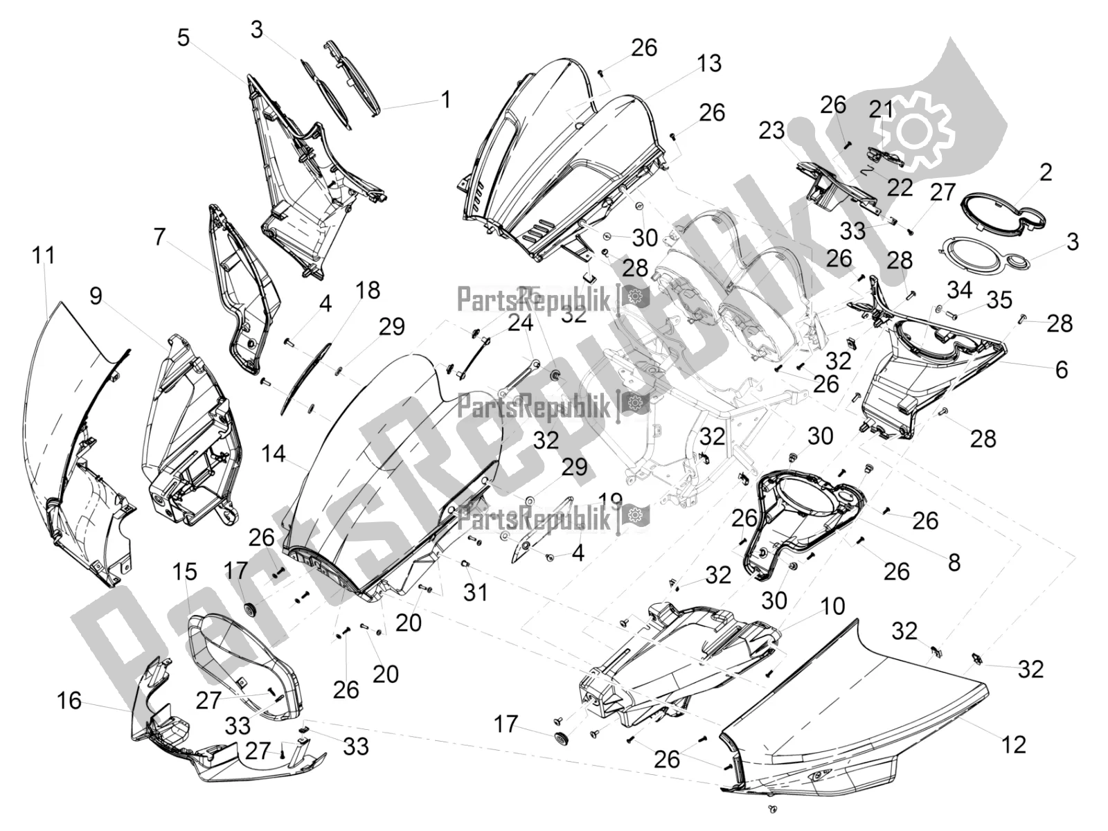 Toutes les pièces pour le Carénage Avant du Moto-Guzzi MGX 21 Flying Fortress 1400 ABS 2018