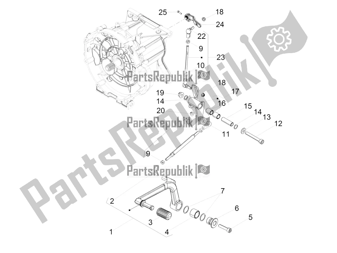 All parts for the Gear Lever of the Moto-Guzzi MGX 21 Flying Fortress 1400 ABS 2018