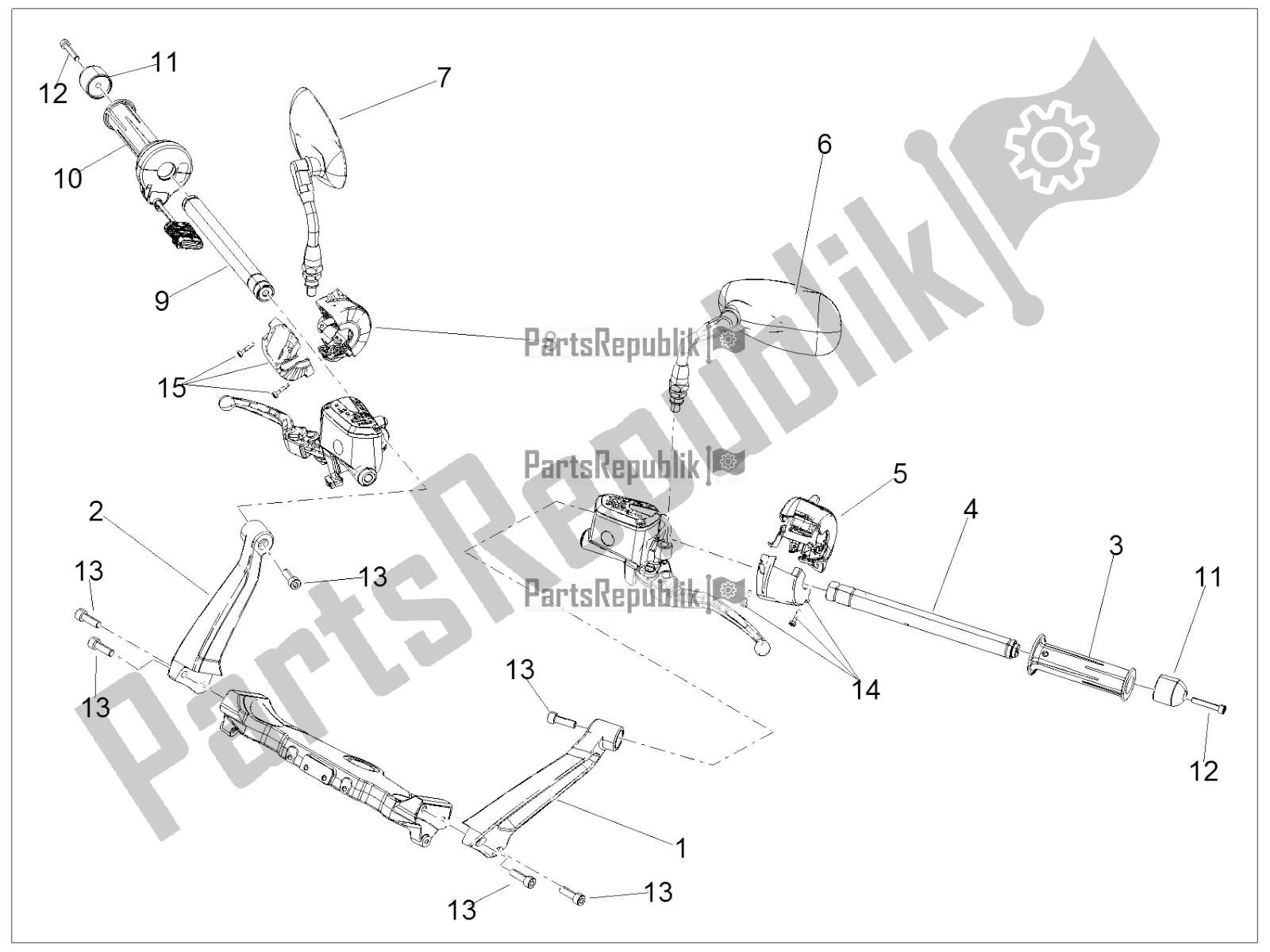 Tutte le parti per il Manubrio - Comandi del Moto-Guzzi MGX 21 Flying Fortress 1400 ABS 2018