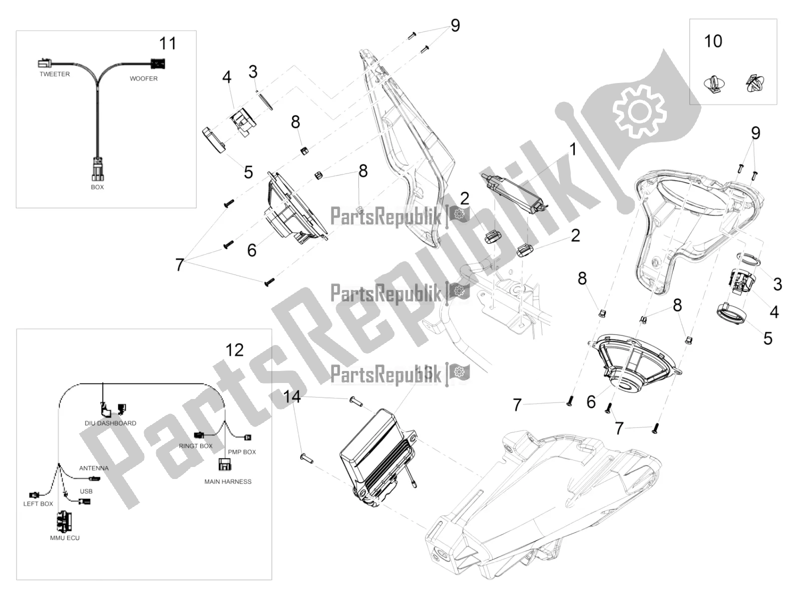 Toutes les pièces pour le Radio du Moto-Guzzi MGX 21 Flying Fortress 1400 ABS 2018