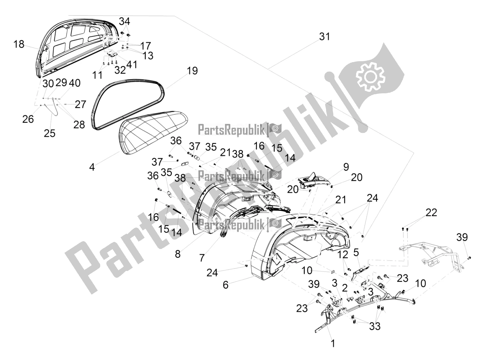 Toutes les pièces pour le Rh Trunk du Moto-Guzzi MGX 21 Flying Fortress 1400 ABS 2018