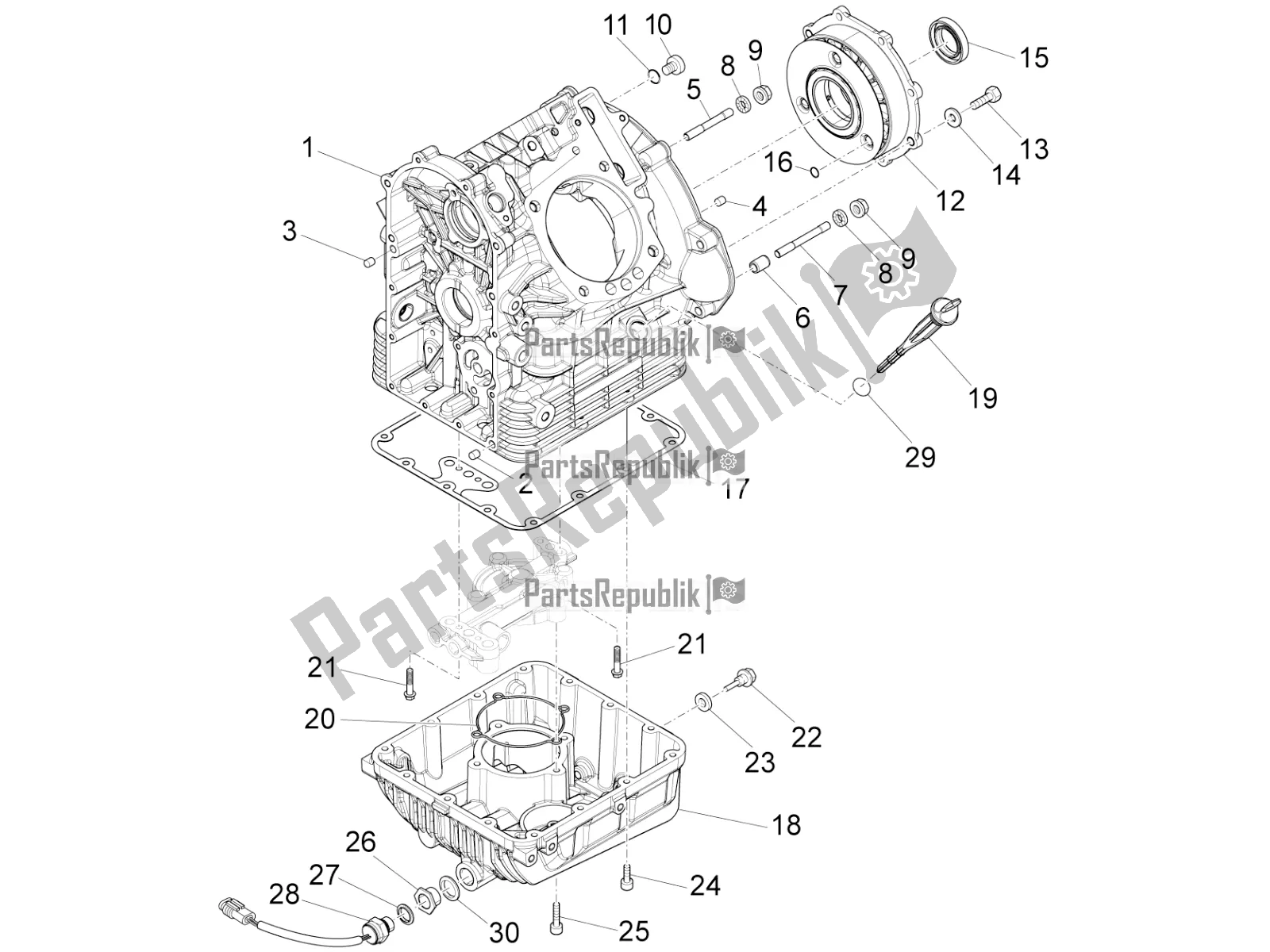 Toutes les pièces pour le Carters I du Moto-Guzzi MGX 21 Flying Fortress 1400 ABS 2019